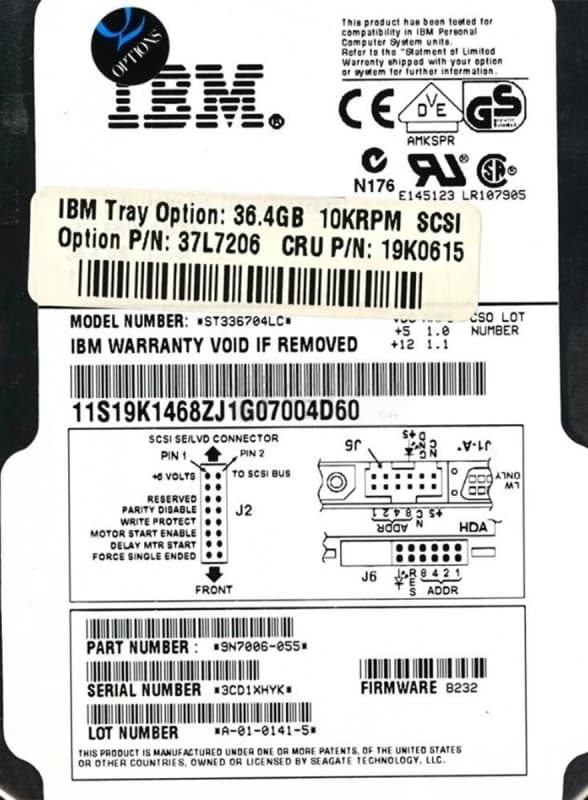 Жесткий диск IBM 19K0615 36,4Gb 10000 U320SCSI 3.5" HDD