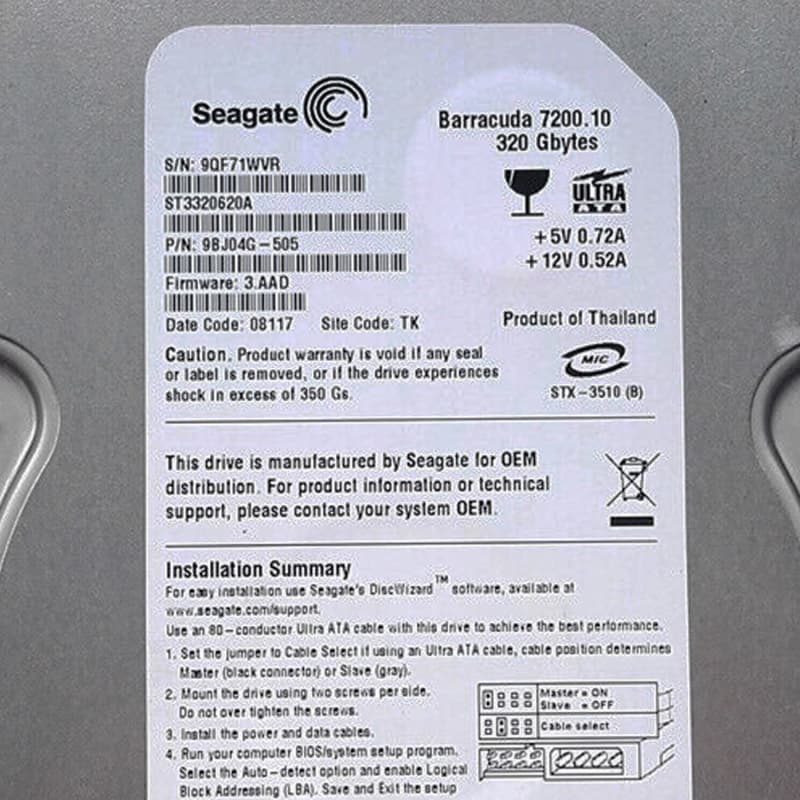 Жесткий диск Seagate ST3320620A 320Gb 7200 IDE 3.5" HDD
