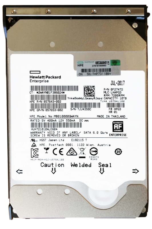 Жесткий диск HP 857643-002 10Tb 7200 SATAIII 3.5" HDD