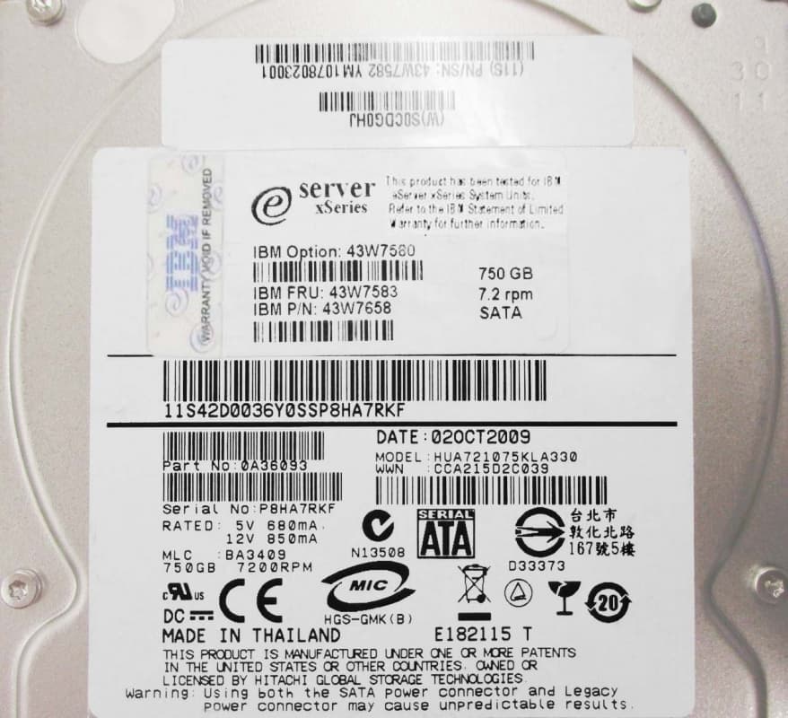 Жесткий диск IBM 43W7580 750Gb  SATAII 3,5" HDD