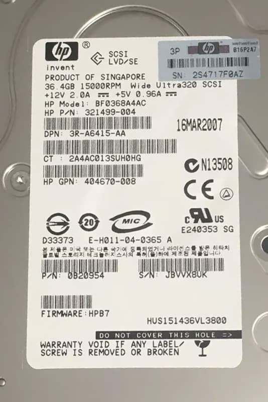 Жесткий диск HP BF0368A4AC 36,4Gb  U320SCSI 3.5" HDD