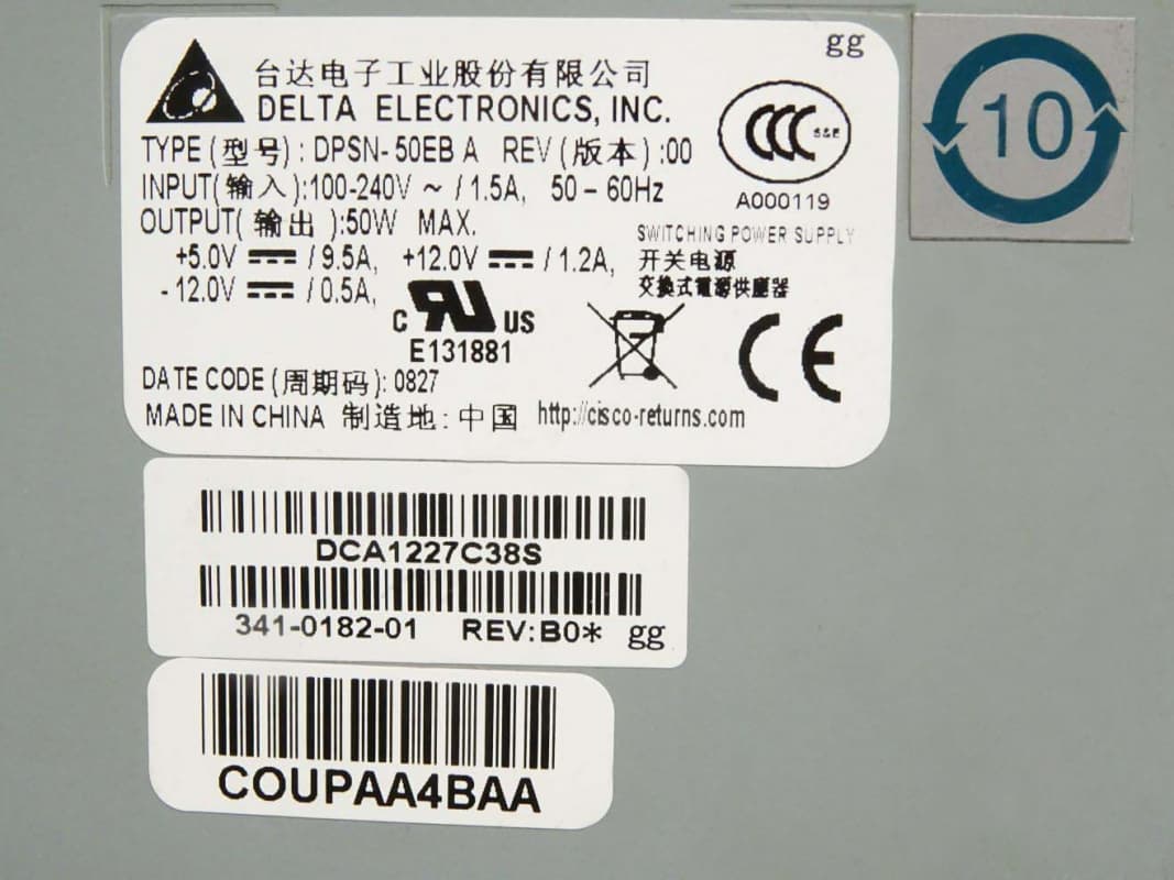 Блок Питания Cisco 341-0182-01 50W