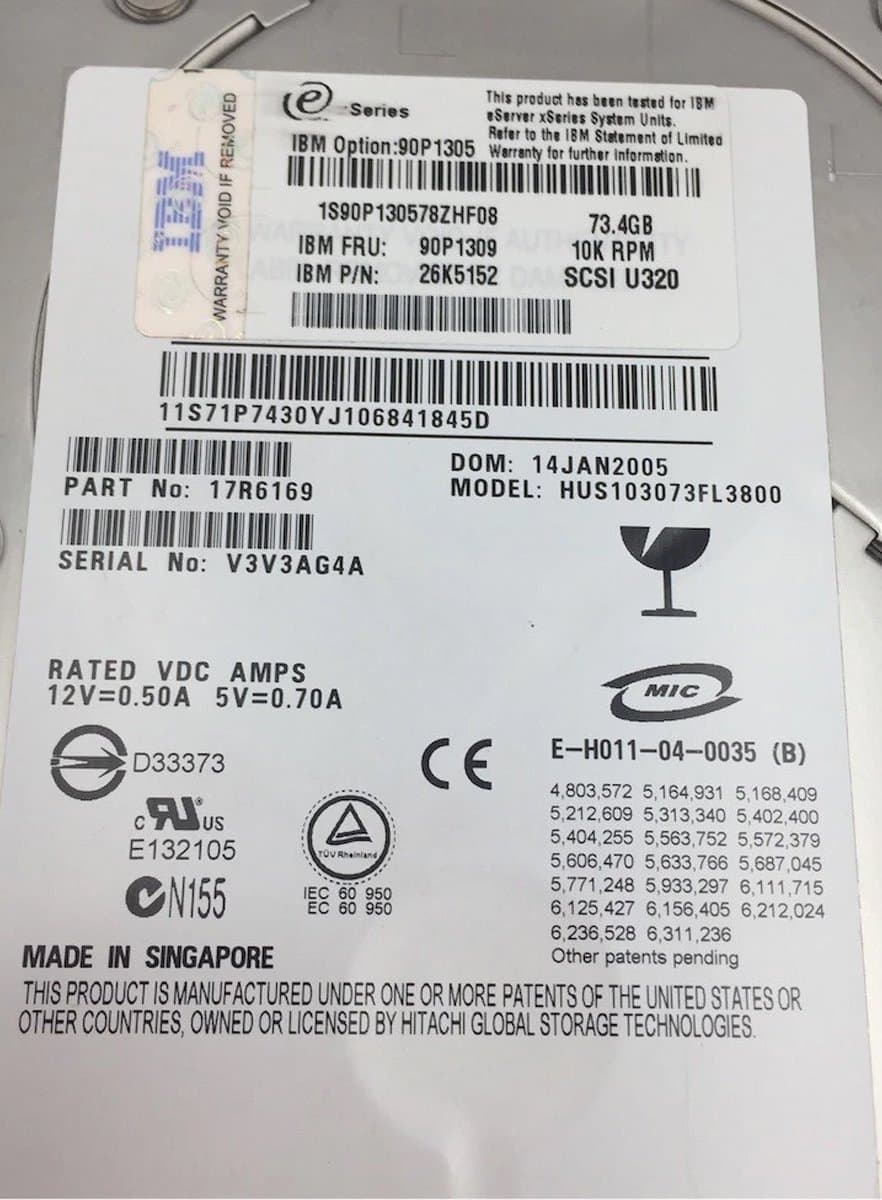 Жесткий диск IBM 73,4Gb 10000 U320SCSI 3.5" HDD 90P1305