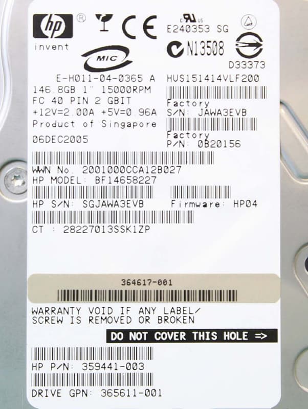 Жесткий диск HP 0B20156 146,8Gb  Fibre Channel  3,5" HDD