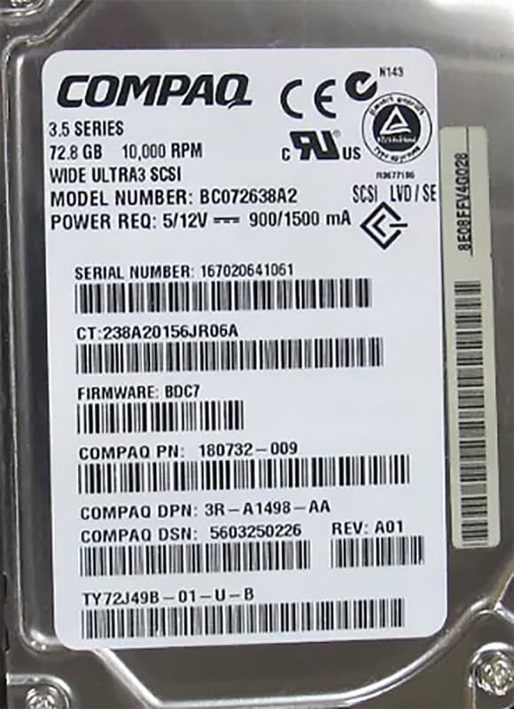 Жесткий диск HP BC072638A2 72.8GB U160SCSI 3.5" HDD