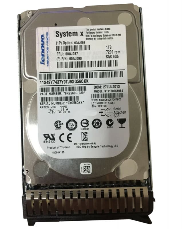 Жесткий диск Lenovo 00AJ087 1Tb 7200 SAS 2,5" HDD