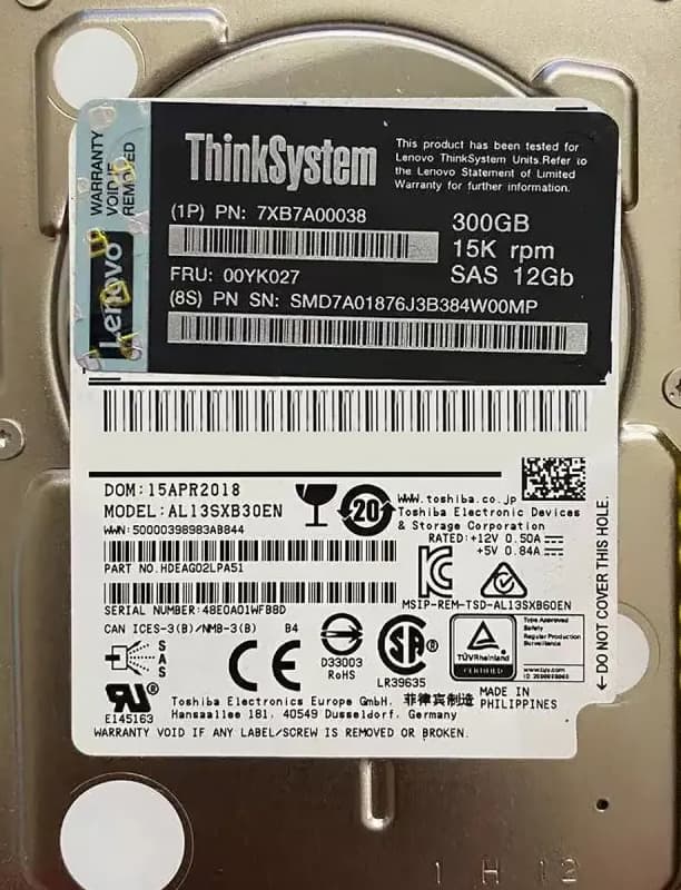 Жесткий диск Lenovo 00YK027 300GB SAS 3,5" HDD