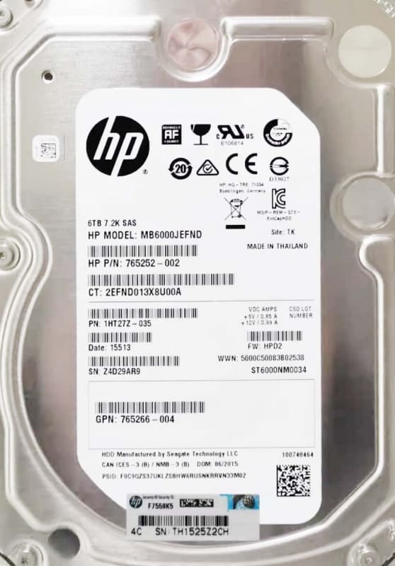 Жесткий диск HP 765266-004 6Tb 7200 SAS 3,5" HDD