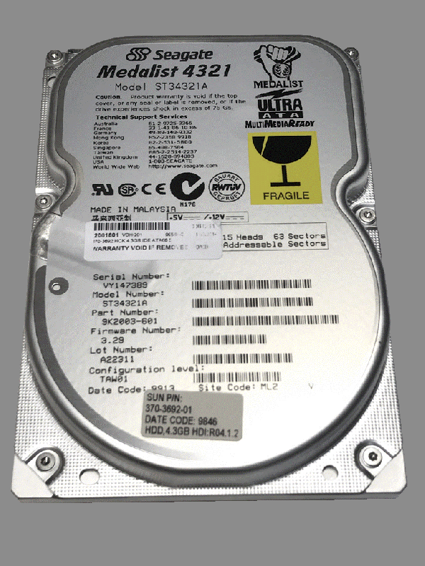 Жесткий диск Seagate ST34312A 4,3Gb 5400 IDE 3.5" HDD