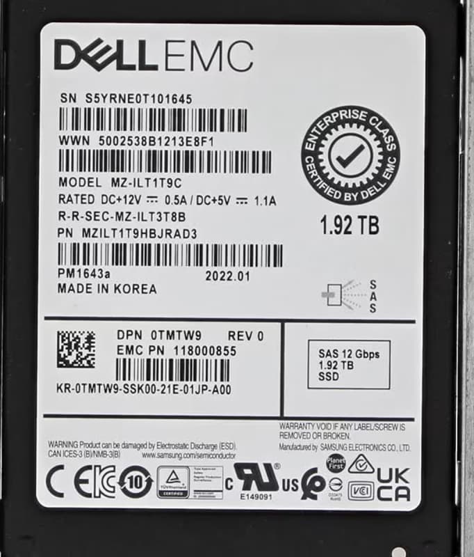 Жесткий диск Dell MZILT1T9HBJRAD3 1.92TB SAS 2,5" SSD