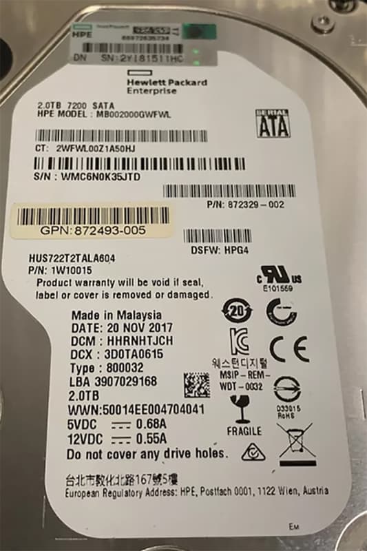 Жесткий диск HP 872493-005 2Tb SATAIII 3.5" HDD