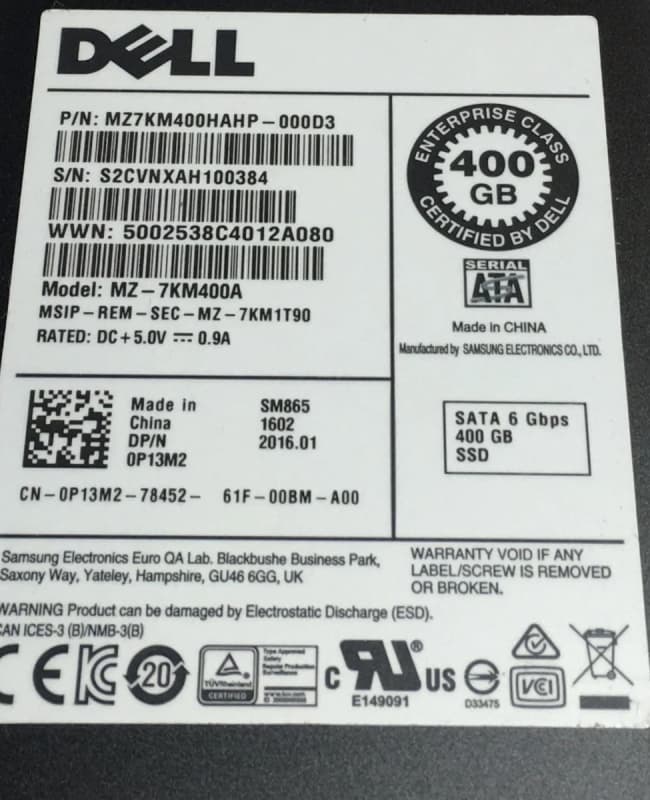 Жесткий диск Dell MZ7KM400HAHP-000D3 400Gb SATAIII 2,5" SSD