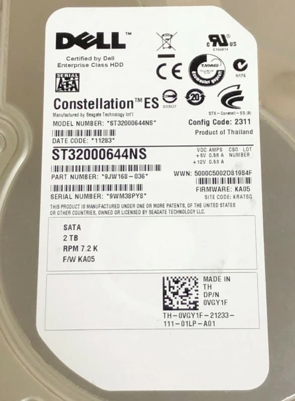 Жесткий диск Dell 0VGY1F 2Tb SATAII 3,5" HDD