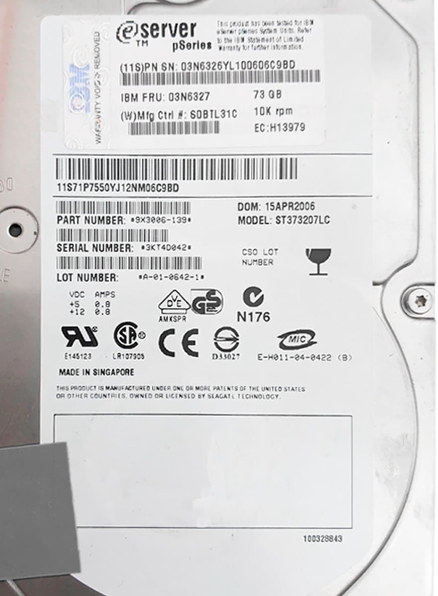 Жесткий диск  IBM 73,4Gb 10000 U320SCSI 3.5" HDD 9X3006-139