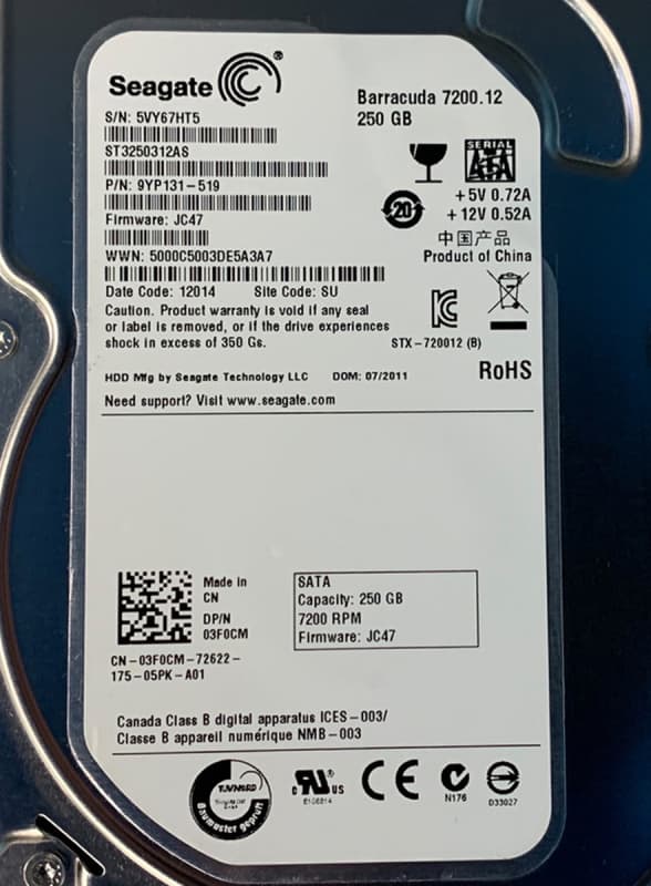 Жесткий диск Dell 9YP131-519 250Gb  SATAIII 3,5" HDD