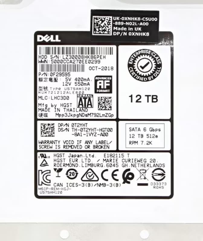 Жесткий диск Dell T2YHT 12Tb 7200 SATAIII 3.5" HDD