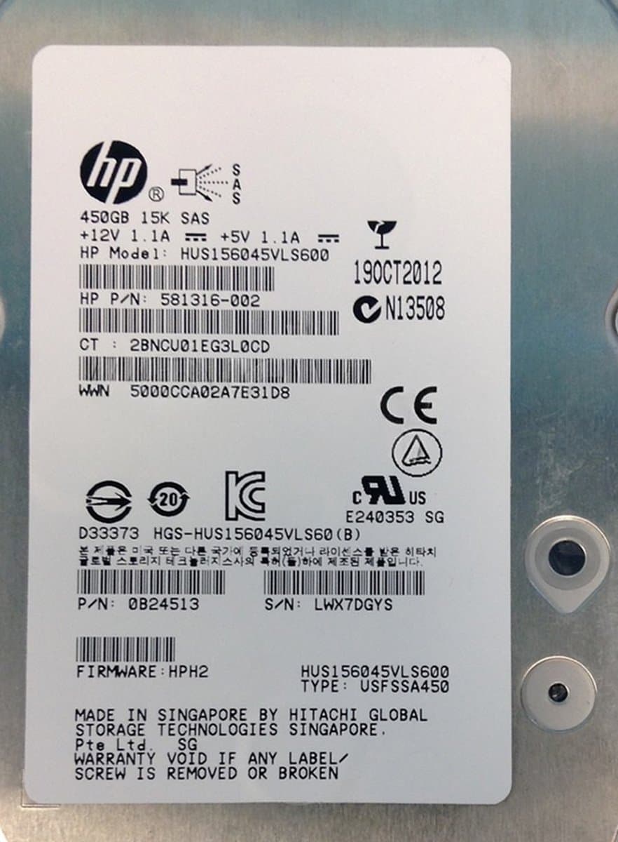 Жесткий диск HP 450Gb 15000 SAS 3.5" HDD 581316-002