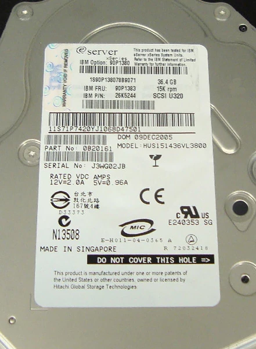 Жесткий диск  IBM 36.4Gb 15000 U320SCSI 3.5" HDD 26K5244