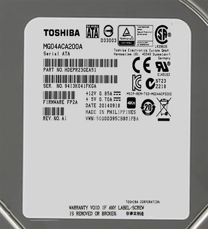 Жесткий диск Toshiba MG04ACA200A 2Tb 7200 SATAIII 3,5" HDD
