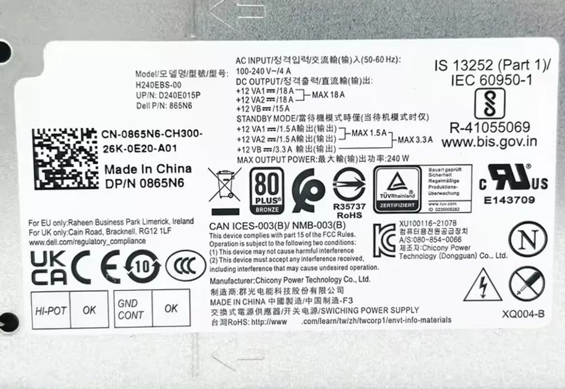 Блок питания Dell H240EBS-00 240W