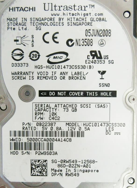 Жесткий диск Dell 0RW549 73Gb SAS 2,5" HDD