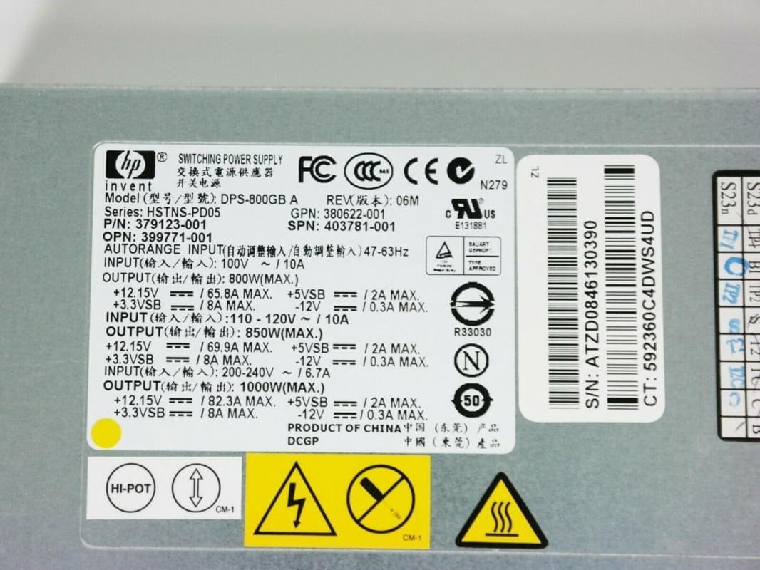 Резервный Блок Питания HP 399771-B21 800W