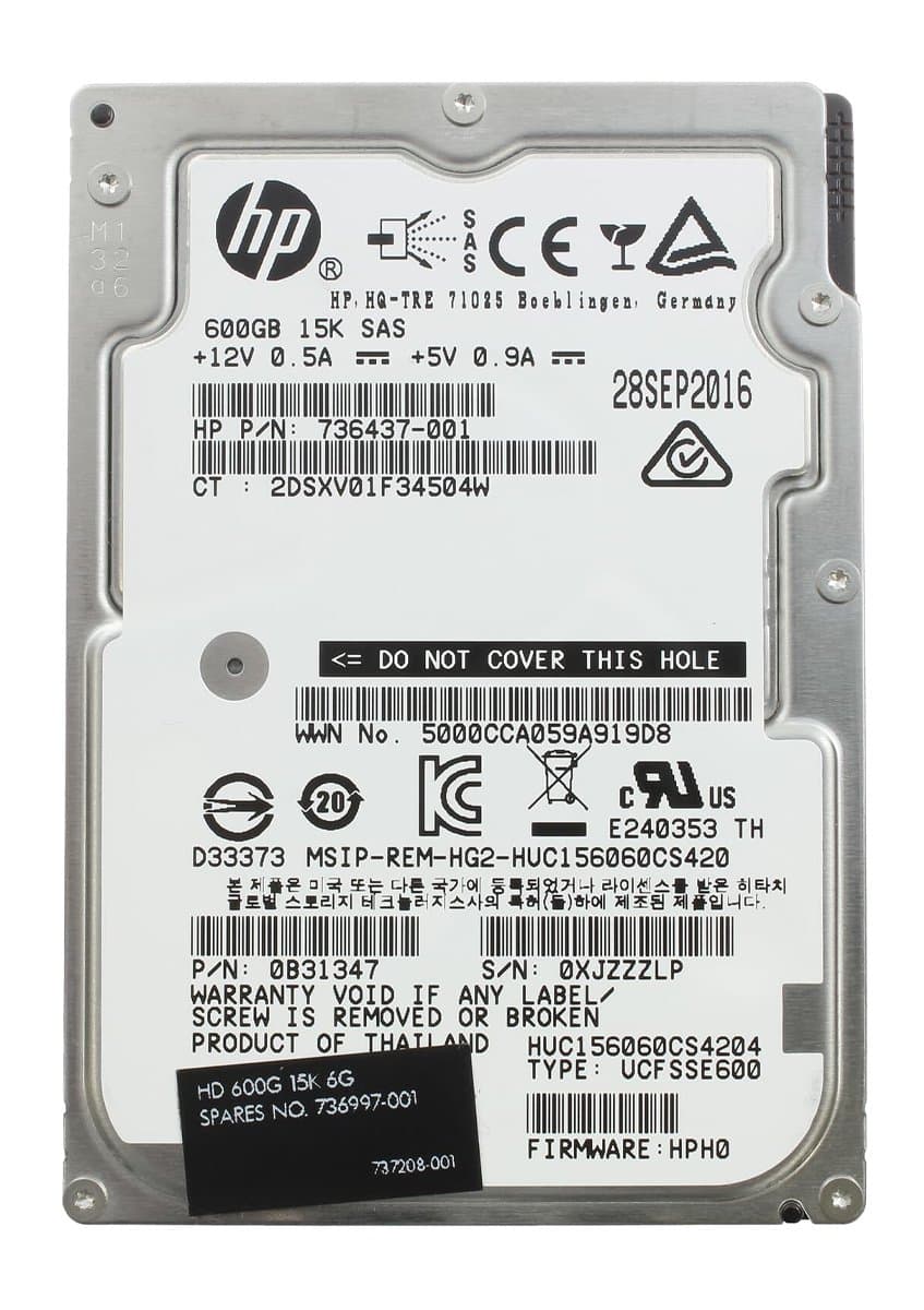 Жесткий диск HP 600Gb 15000 SAS 2.5" HDD 737208-001