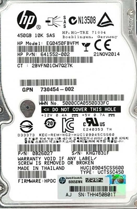 Жесткий диск HP EG0450FBVFM 450Gb 10000 SAS 2,5" HDD