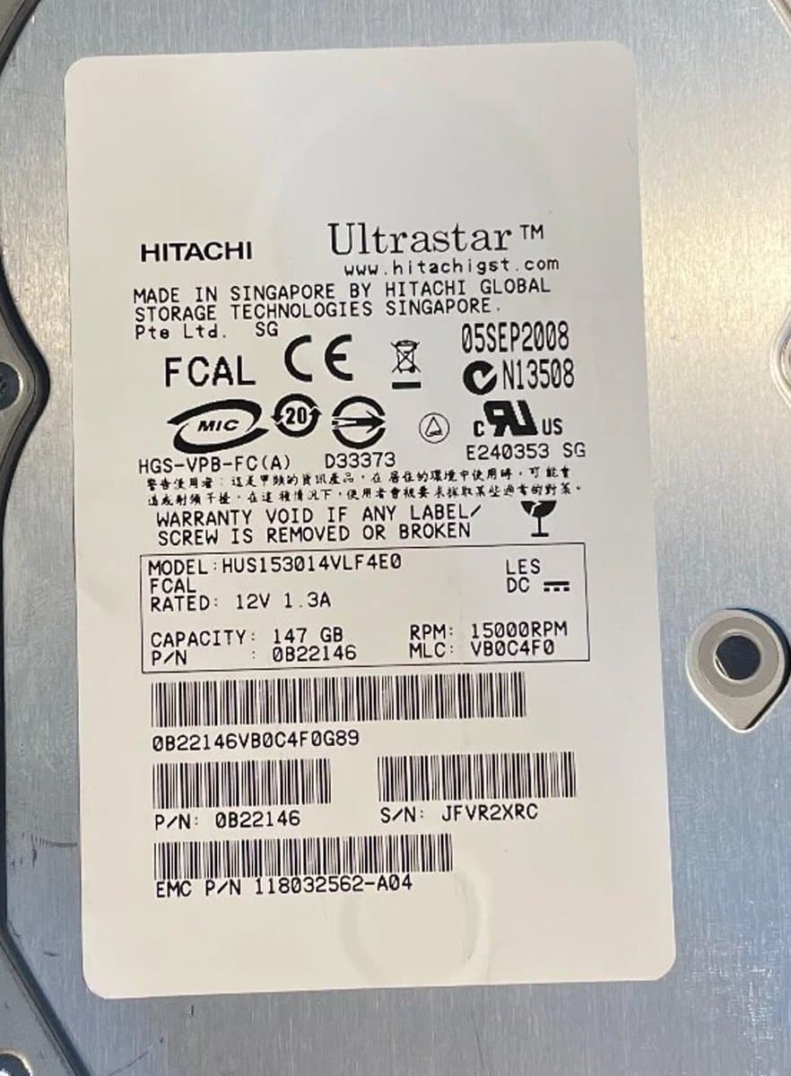  EMC EMC 147Gb 10000 Fibre Channel 3.5" HDD 118032562-A04