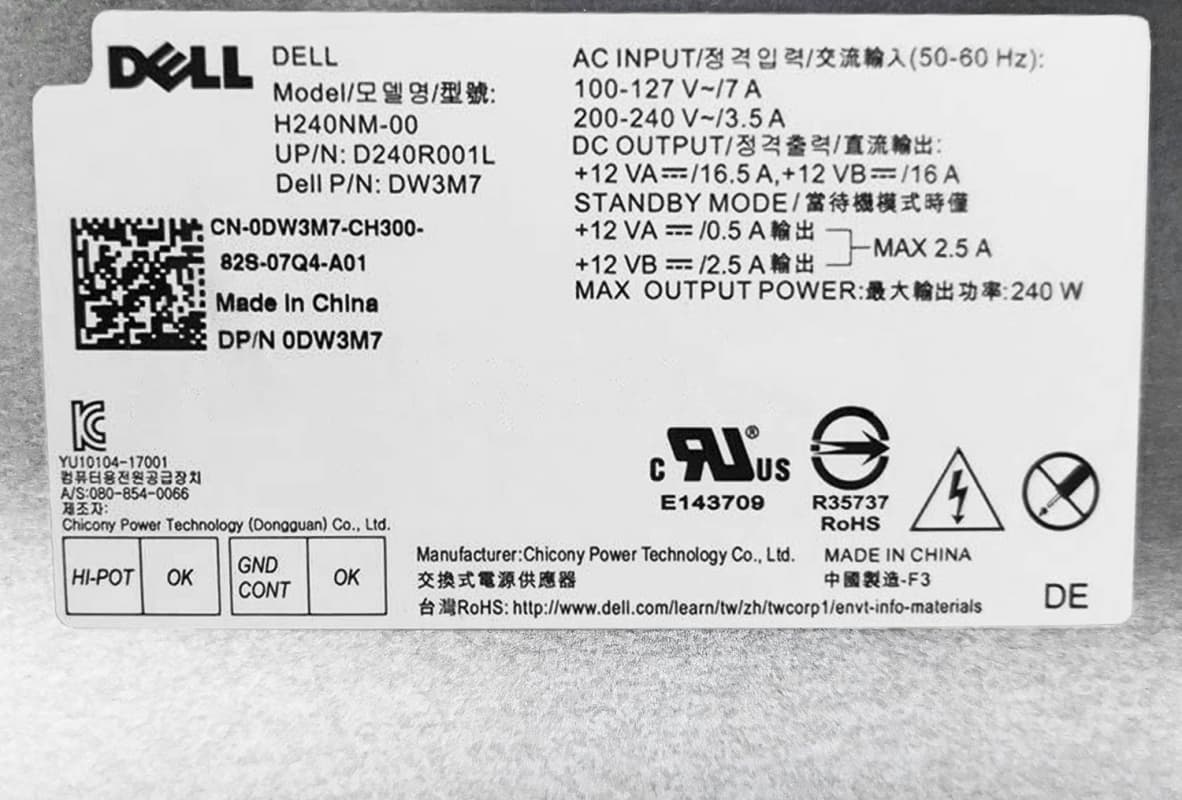 Блок Питания Dell D240R001L 240W