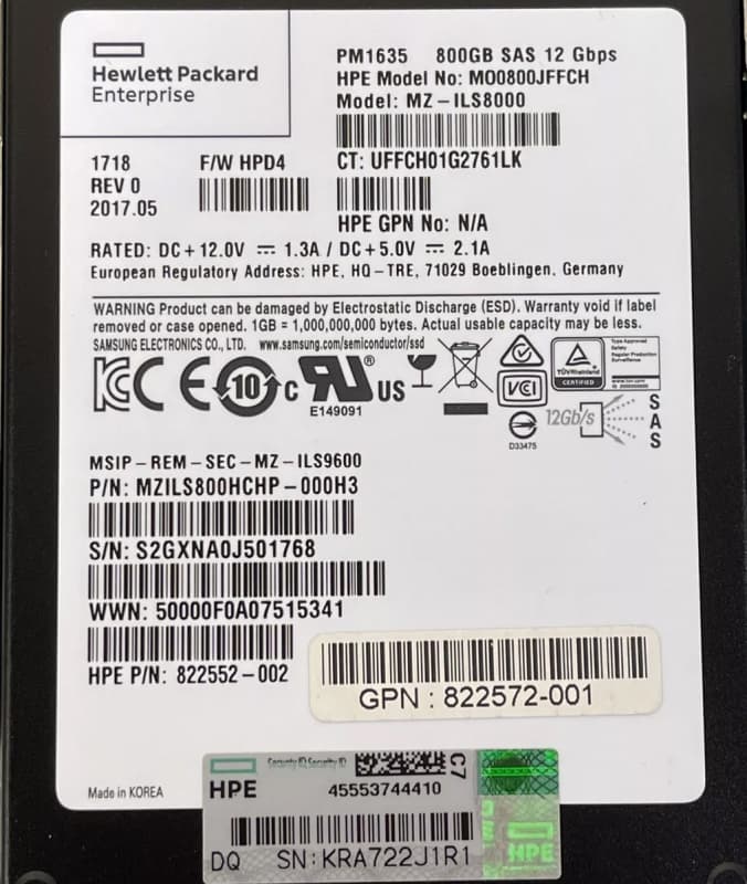 Жесткий диск HP MZILS800HCHP-000H3 800Gb  SAS 2,5" SSD