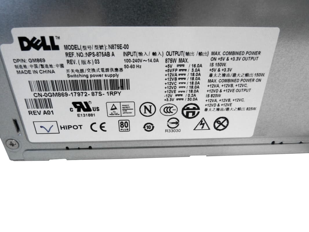 Резервный Блок Питания Dell NPS-875BB A 875W