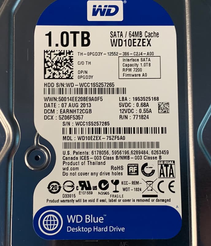 Жесткий диск Dell WD10EZEX-75ZF5A0 1Tb 7200 SATAIII 3,5" HDD