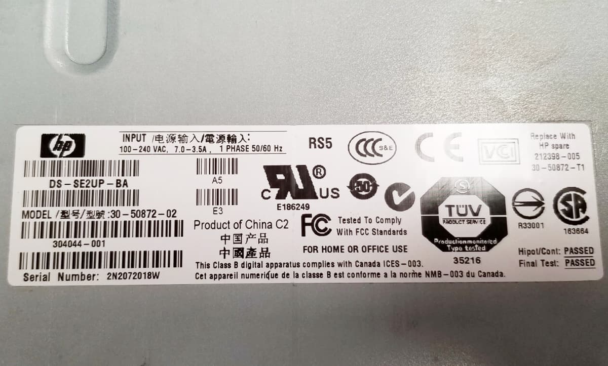 Резервный Блок Питания HP 338296-B21 499W