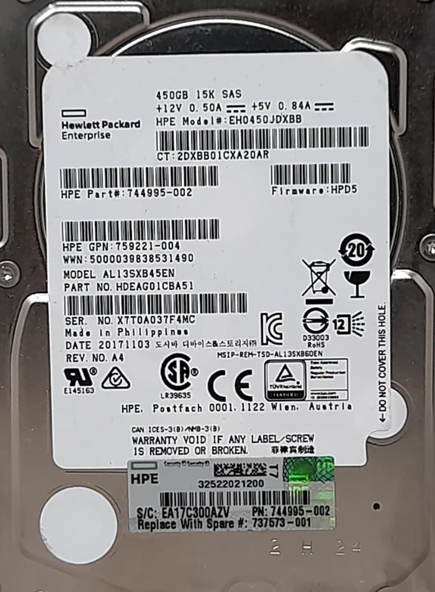 Жесткий диск HP 450Gb 15000 SAS 2.5" HDD 759221-004