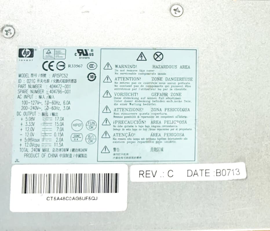 Блок Питания HP API5PC52 240W