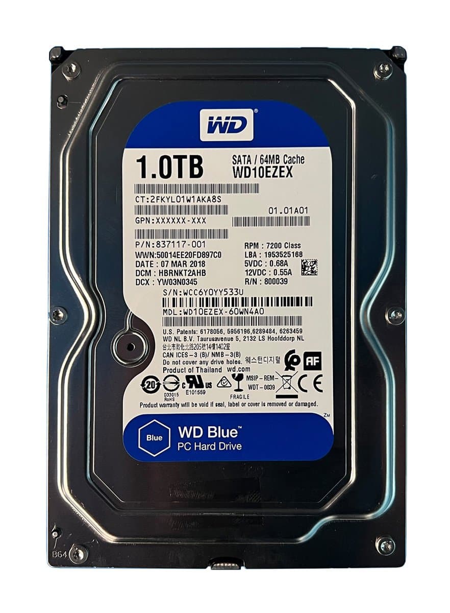 Жесткий диск Western Digital 1Tb 7200 SATAIII 3.5" HDD WD10EZEX-60WN4A0