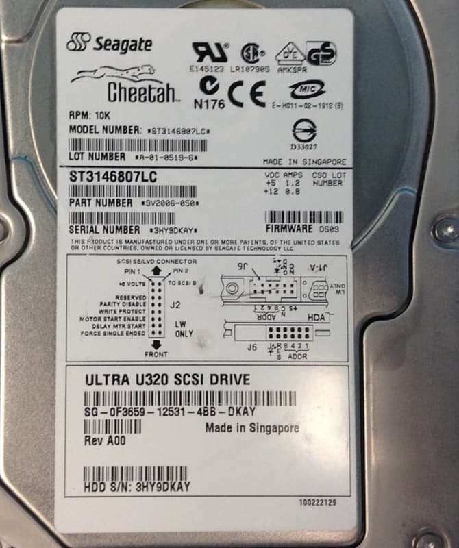 Жесткий диск Dell F3659 146,8Gb  U320SCSI 3.5" HDD