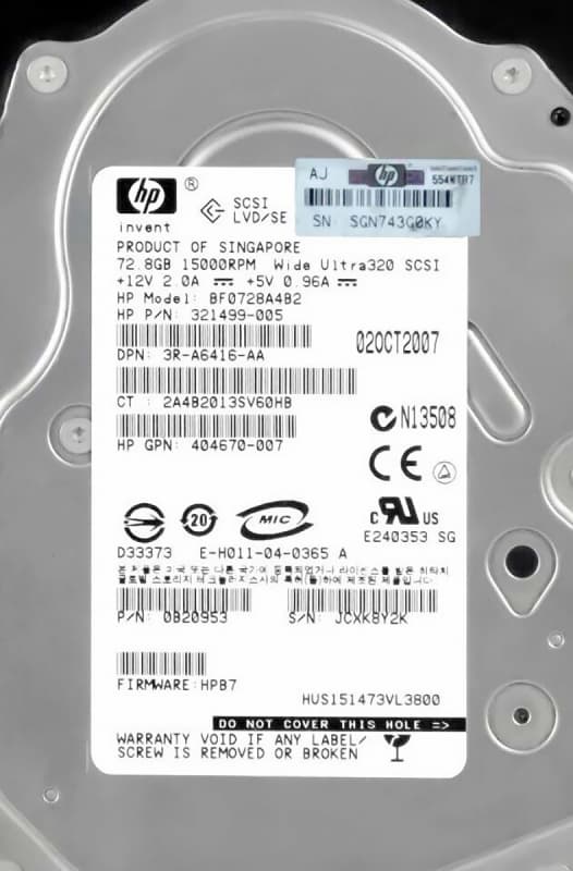 Жесткий диск HP 321499-005 72.8GB U320SCSI 3.5" HDD