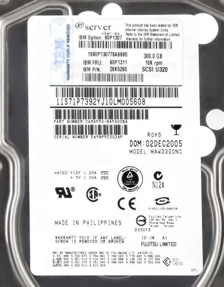 Жесткий диск IBM 300Gb 10000 U320SCSI 3.5" HDD 26K5260
