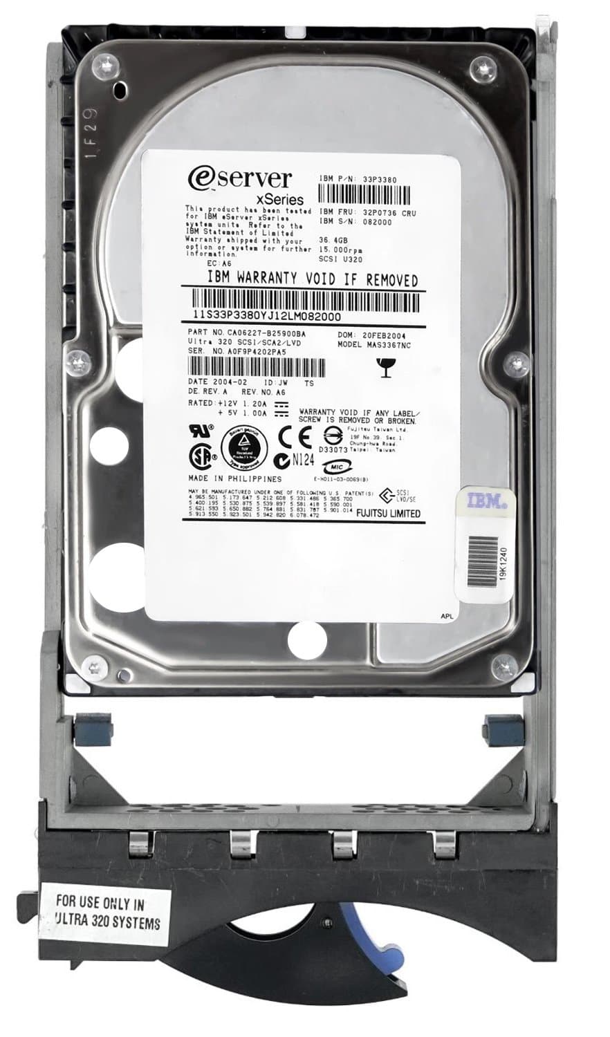 Жесткий диск IBM 36.4Gb 15000 U320SCSI 3.5" HDD 33P3380