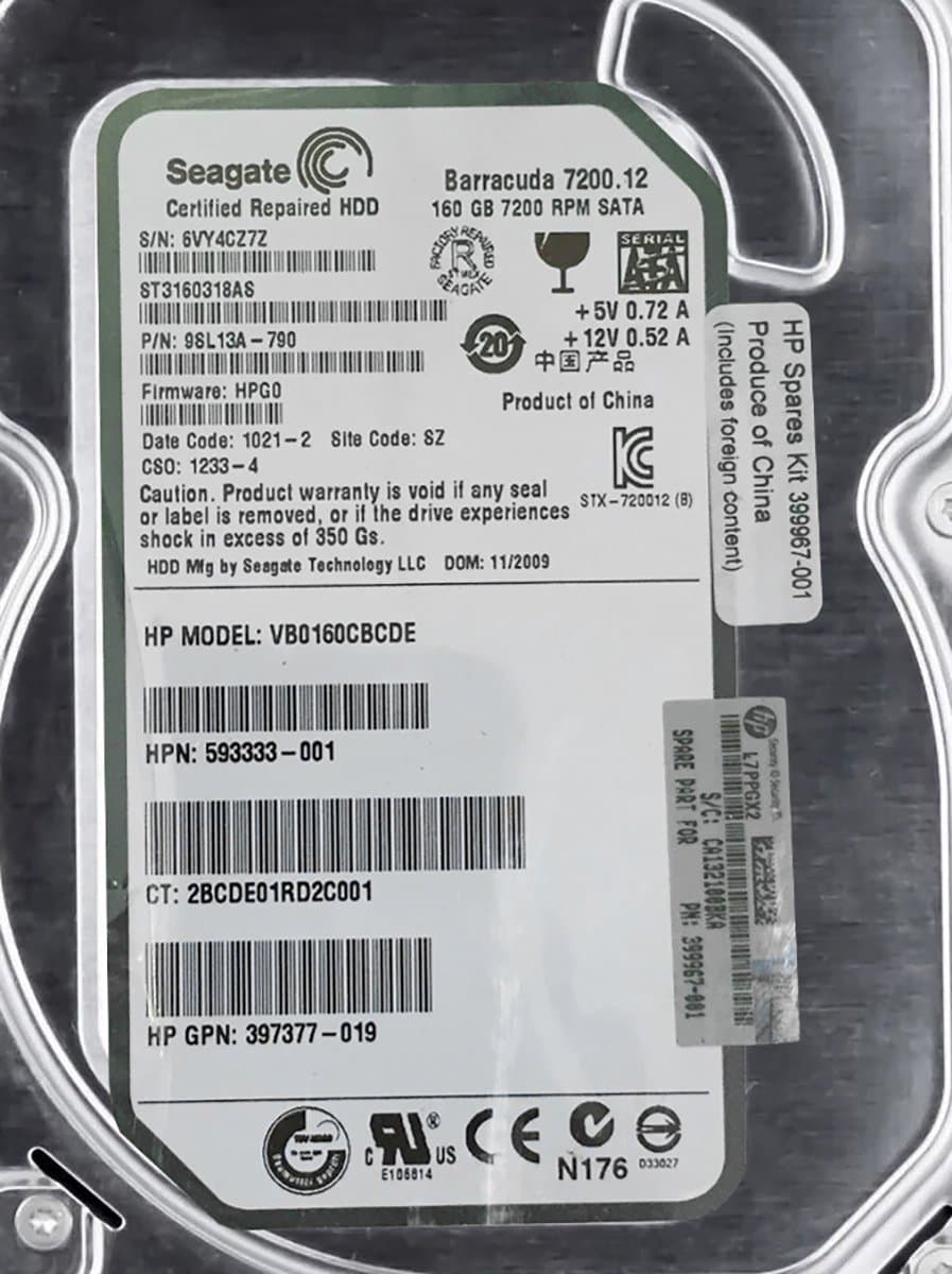 Жесткий диск HP 160Gb 7200 SATAII 3.5" HDD