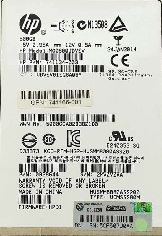 Жесткий диск HP MO0800JDVEV 800Gb SAS 2.5" SSD