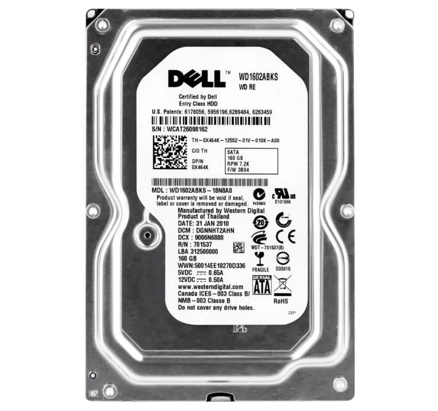 Жесткий диск Dell WD1602ABKS-18N8A0 160Gb  SATAII 3,5" HDD