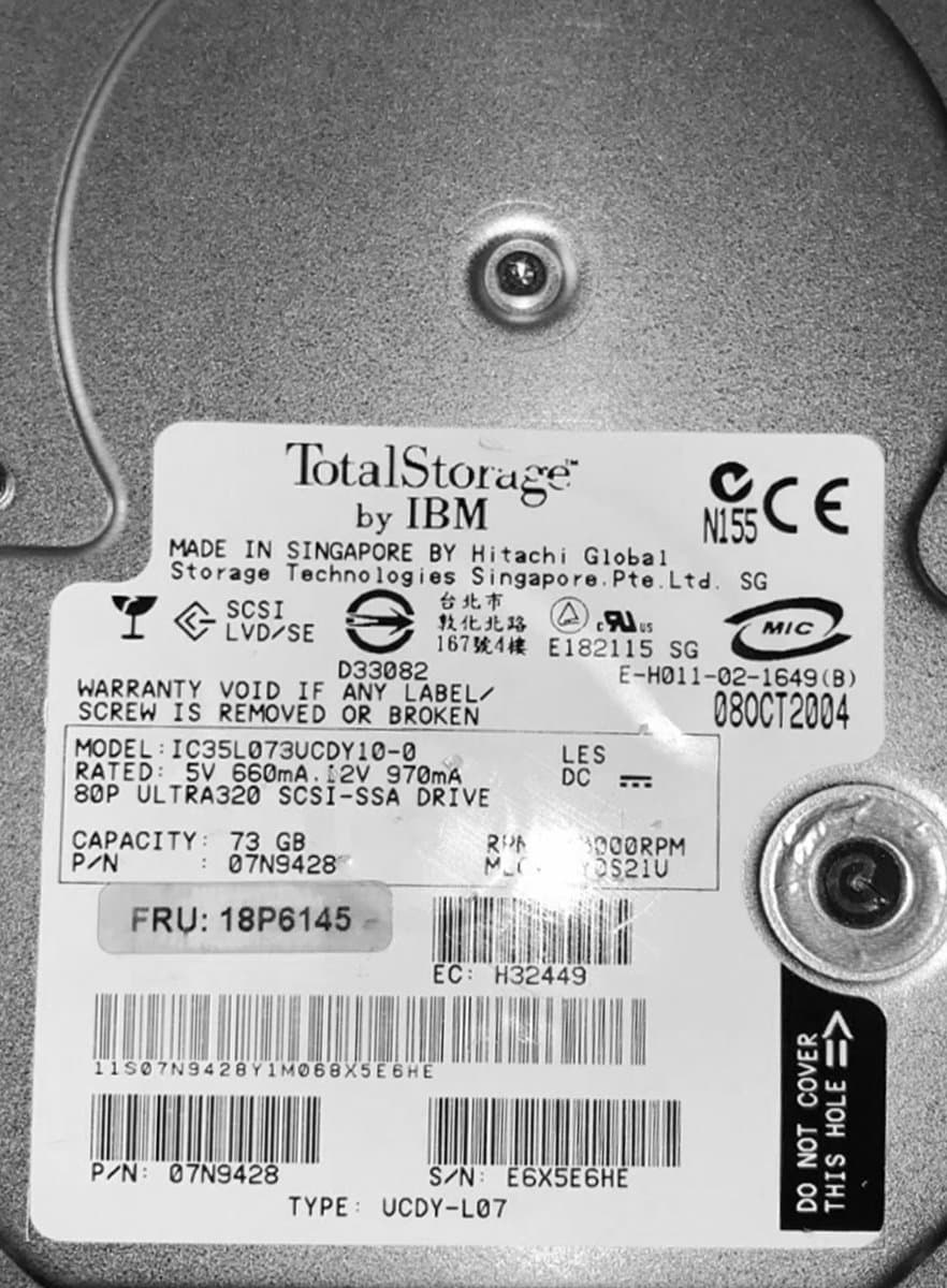 Жесткий диск IBM 73Gb 10000 U320SCSI 3.5" HDD