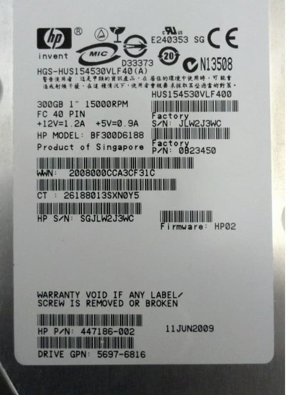 Жесткий диск HP 447186-002 300Gb  Fibre Channel  3,5" HDD