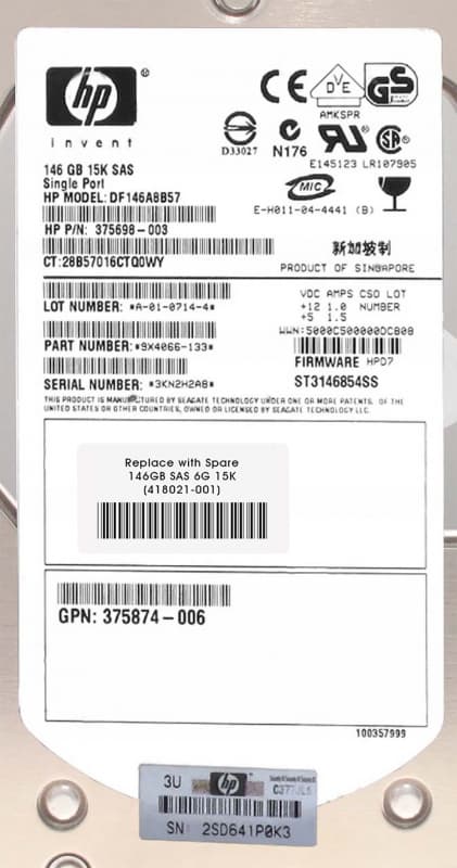 Жесткий диск HP 417855-B21 146Gb  SAS 3,5" HDD