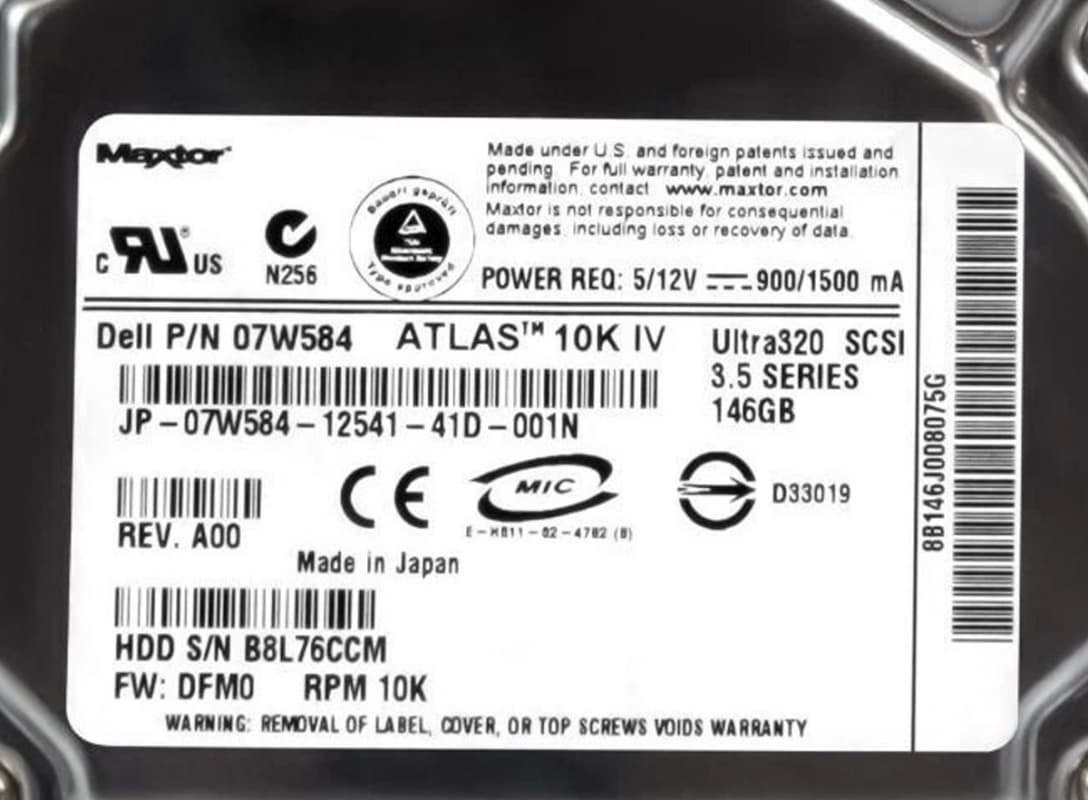 Жесткий диск Dell 7W584 146Gb  U320SCSI 3.5" HDD