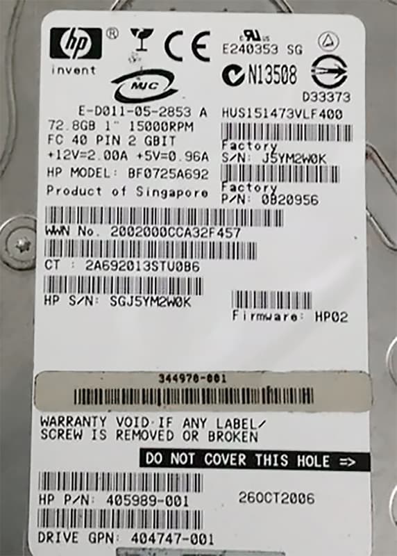 Жесткий диск HP 0B20956 72,8Gb  Fibre Channel  3,5" HDD