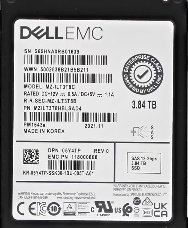 Жесткий диск Dell 05Y4TP 3.84TB SAS 2,5" SSD